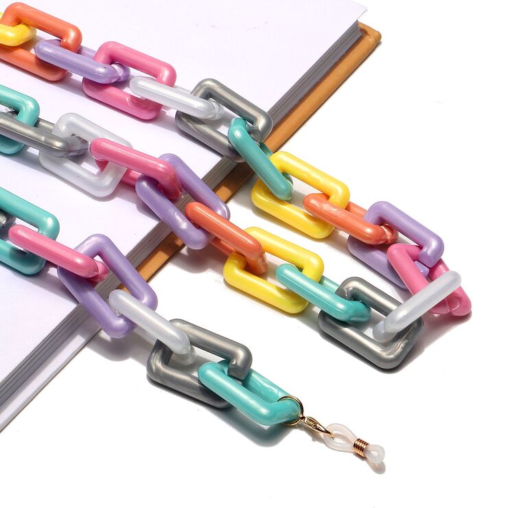 Acrylic non-slip matte chain, oval shape, for glasses and masks GB124