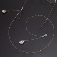 Gold-colored metal non-slip chain, with natural shell and beads, for glasses and masks GL659