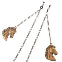 Bronze-colored metal non-slip chain, with horse pendant, for glasses and masks GL205