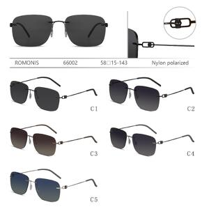 Rimless polarized metal sunglasses with nylon lenses for men Romonis R66002