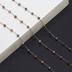 Gold-colored metal non-slip chain, with crystal beads mixed colors, for glasses and masks GL725