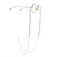 Gold-colored metal non-slip chain, with black triangle crystal, for glasses and masks GL976