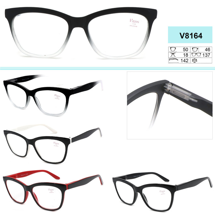 Corrective plastic frame eyeglasses with spring hinges VIZZINI V8164 +1.00 to +4.00 (0.25 step)