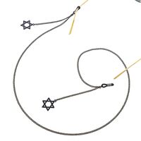 Black-colored metal non-slip chain, with pendant six-pointed star, for glasses and masks GL415