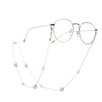 Silver-colored metal non-slip chain, with pearl beads, for glasses and masks GA059
