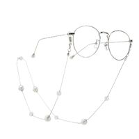 Silver-colored metal non-slip chain, with pearl beads, for glasses and masks GA059