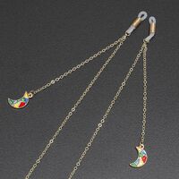 Gold-colored metal non-slip chain, with pendant moon, for glasses and masks GL353