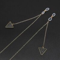 Gold-colored metal non-slip chain, with triangle pendant, for glasses and masks GL735