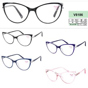 Ready-made plastic frame glasses for women Vizzini V8186, diopters from +1.00 to +4.00 (step 0.25); from -1.00 to -4.00 (step 0.5)