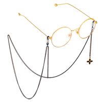 Black-colored metal non-slip chain, with pendant grass, for glasses and masks GL675