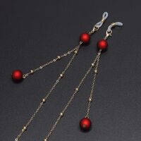 Metal non-slip chain, with red beads, for glasses and masks GL625