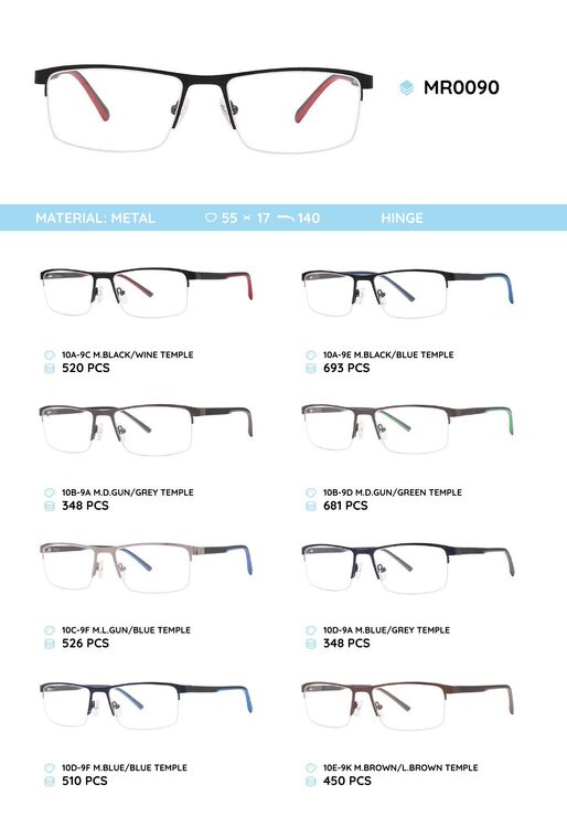 Metal frame with temples made of TR-90 material MR0089