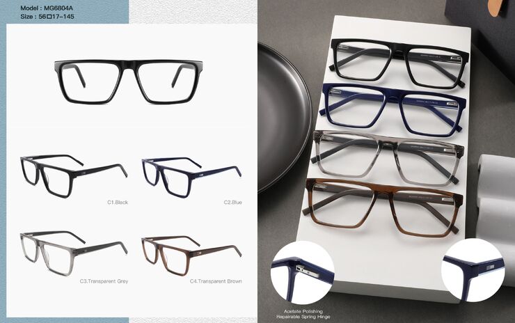 Combined plastic acetate + metal frame for men, with spring hinges Big City MG6804A