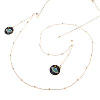 Gold-colored metal non-slip chain, with pendant planet and beads, for glasses and masks GL805