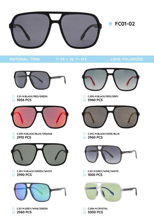 Plastic TR90 frame polarized sunglassesFC01-02