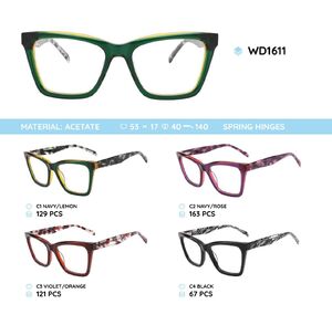 Plastic acetate eyeglasses frame with spring hinges WD1611