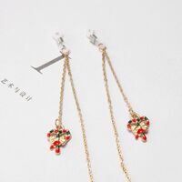 Gold-colored metal non-slip chain, with Christmas bow, for glasses and masks GA036