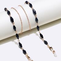 Gold-colored metal non-slip chain, with black crystal, for glasses and masks GL1383