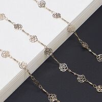 Gold-colored metal non-slip chain, with hollow flower, for glasses and masks GL334