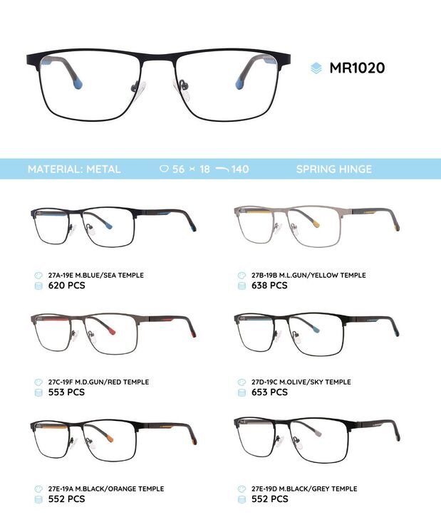 Metal frame with TR-90 temples with spring hinges MR1020