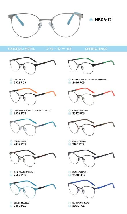 Металлическая оправа с дужками из материала TR-90 HB06-12