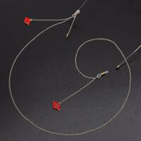 Gold-colored metal non-slip chain, with pendant red lips, for glasses and masks GL541