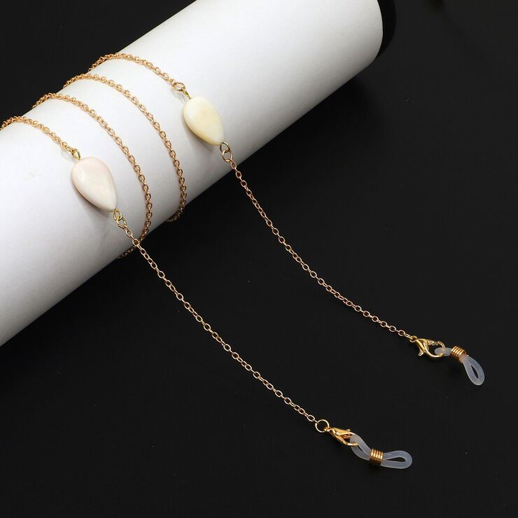 Gold-colored metal non-slip chain, with shell, for glasses and masks GL900