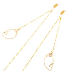 Gold-colored metal non-slip chain, with pendant mask face, for glasses and masks GL303