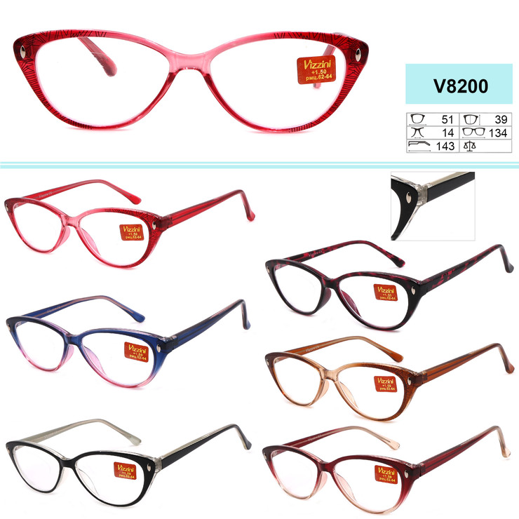Очки женские со стержнем в заушнике Vizzini V8200 +1,00 до +4,00 (шаг 0,25)