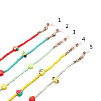 Gold-colored metal non-slip chain with rice beads, with polymer clay fruit, star, for glasses and masks GL1288-1