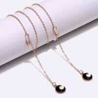 Gold-colored metal non-slip chain, with black moon and star pendant, for glasses and masks GL282