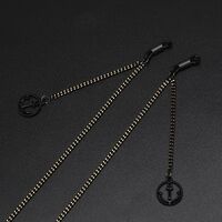Black-colored metal non-slip chain, with pendant hollow anchor, for glasses and masks GL604