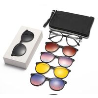 TR90/PC plastic frame + 5 polarized sun protection magnet clip-on set + leather bag El Dorado EL9505