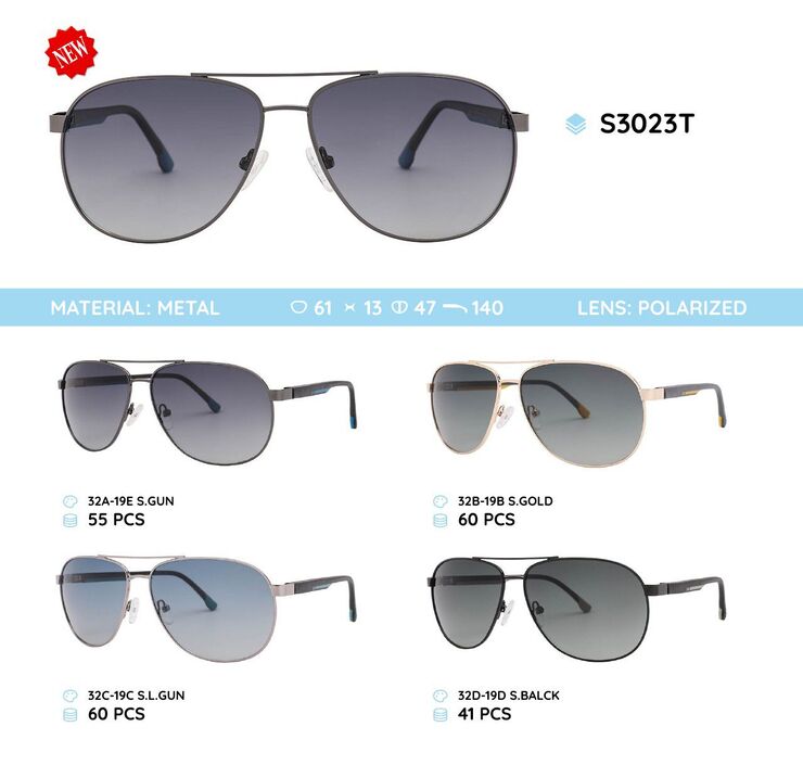 Metal frame polarized sunglasses S3023T
