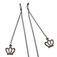 Black-colored metal non-slip chain, with pendant crown, for glasses and masks GL411