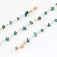 Metal non-slip chain gold, with natural turquoise, for glasses and masks GL996