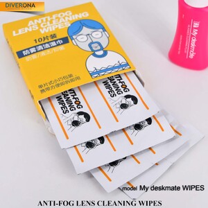 Wet disposable anti-fog lens cleaning wipes to protect glasses from fogging, 150*100 mm (price to one box of 10 cloth)