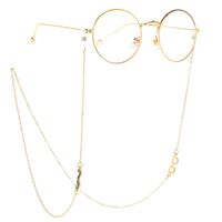 Gold-colored metal non-slip chain, with glasses and mustache, for glasses and masks GL033