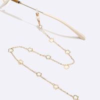 Gold-colored metal non-slip chain, with flower, star, for glasses and masks GL1519