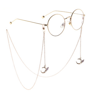 Металлическая нескользящая цепочка золотого цвета, с подвеской в виде луны и ангела, для очков и масок GL863