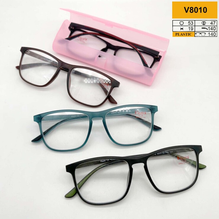 Ready-made plastic frame glasses with case, Vizzini V8010(W21030-31), lens white, diopters from -4.00 to +4.00 (stap 0.25 +and-)