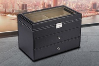 Glasses holder display with 18 slots and 2 drawers