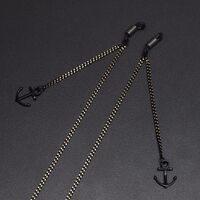Black-colored metal non-slip chain, with pendant anchor, for glasses and masks GL494