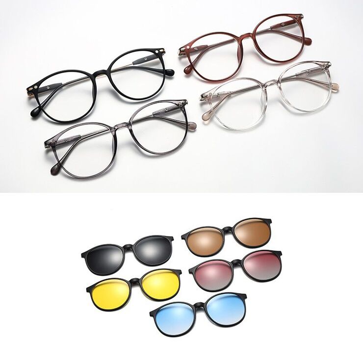 TR90 plastic frame + 5 polarized sun protection magnet clip-on set  El Dorado EL2387