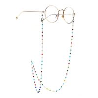 Metal non-slip chain silver, with colorful round crystal, for glasses and masks GS038
