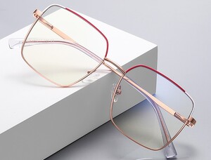 Open square frame metal blue blocker for glasses MORE 3059