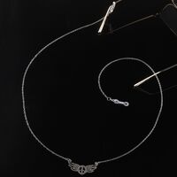 Silver-colored metal non-slip chain, with wings of peace, for glasses and masks GL207