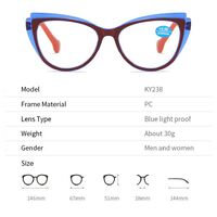 Очки для чтения женские пластиковые из поликарбоната с защитой Blue Ray Cut и флексом KY238