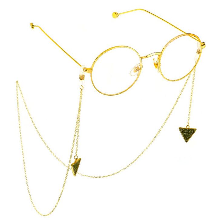 Gold-colored metal non-slip chain, with triangle pendant, for glasses and masks GL735