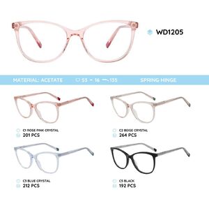 Plastic acetate eyeglasses frame with spring hinges WD1205